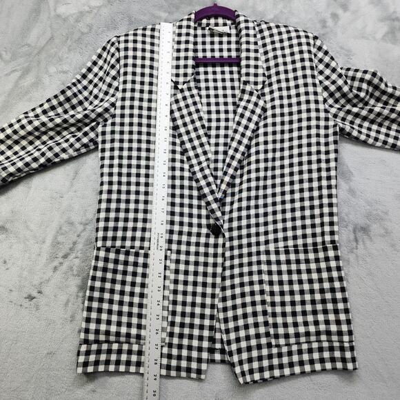 Vintage 80s Kips Bay Blazer Womens Size S Black White Gingham Plaid Lightweight - Picture 8 of 9